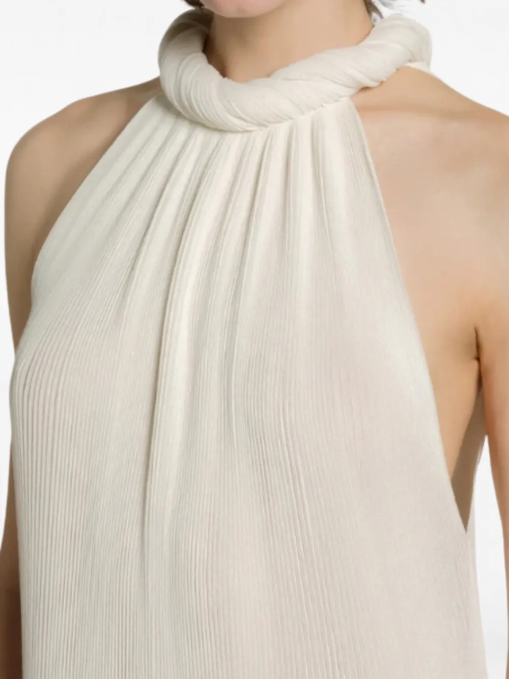 Alberta Ferretti Geplooide maxi-jurk met halternek Beige