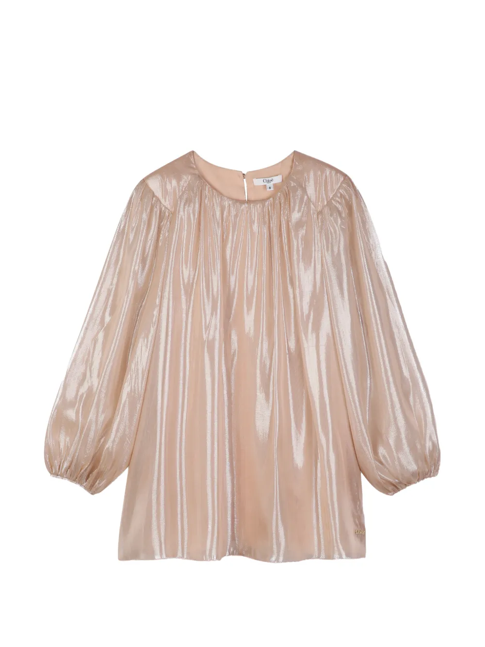 Chloé Kids Langärmeliges Seidenkleid im Metallic-Look - Nude