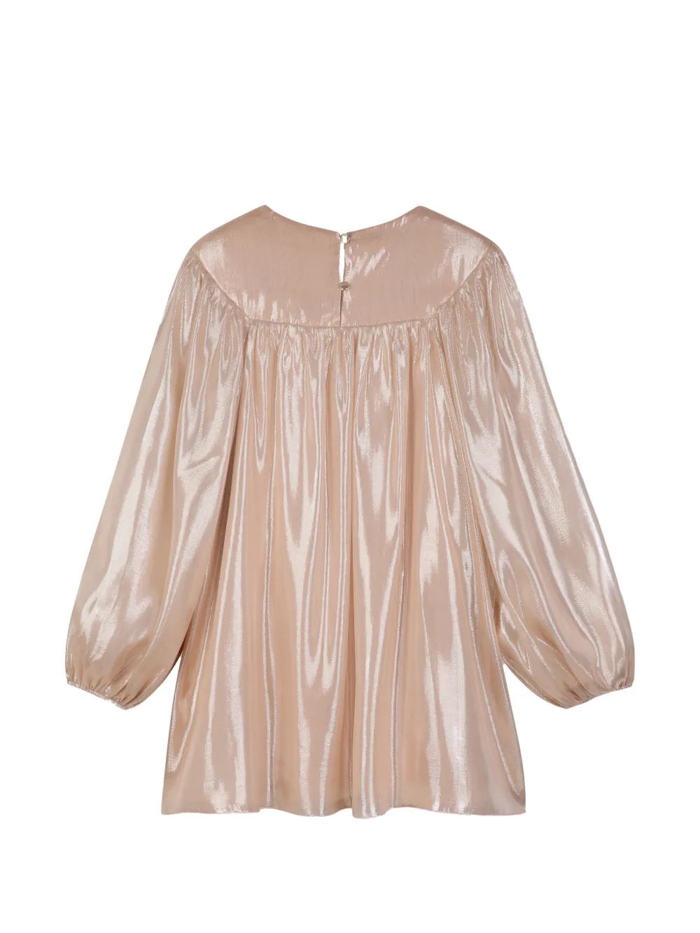 Chloé Kids Zijden jurk met metallic-effect en lange mouwen Beige
