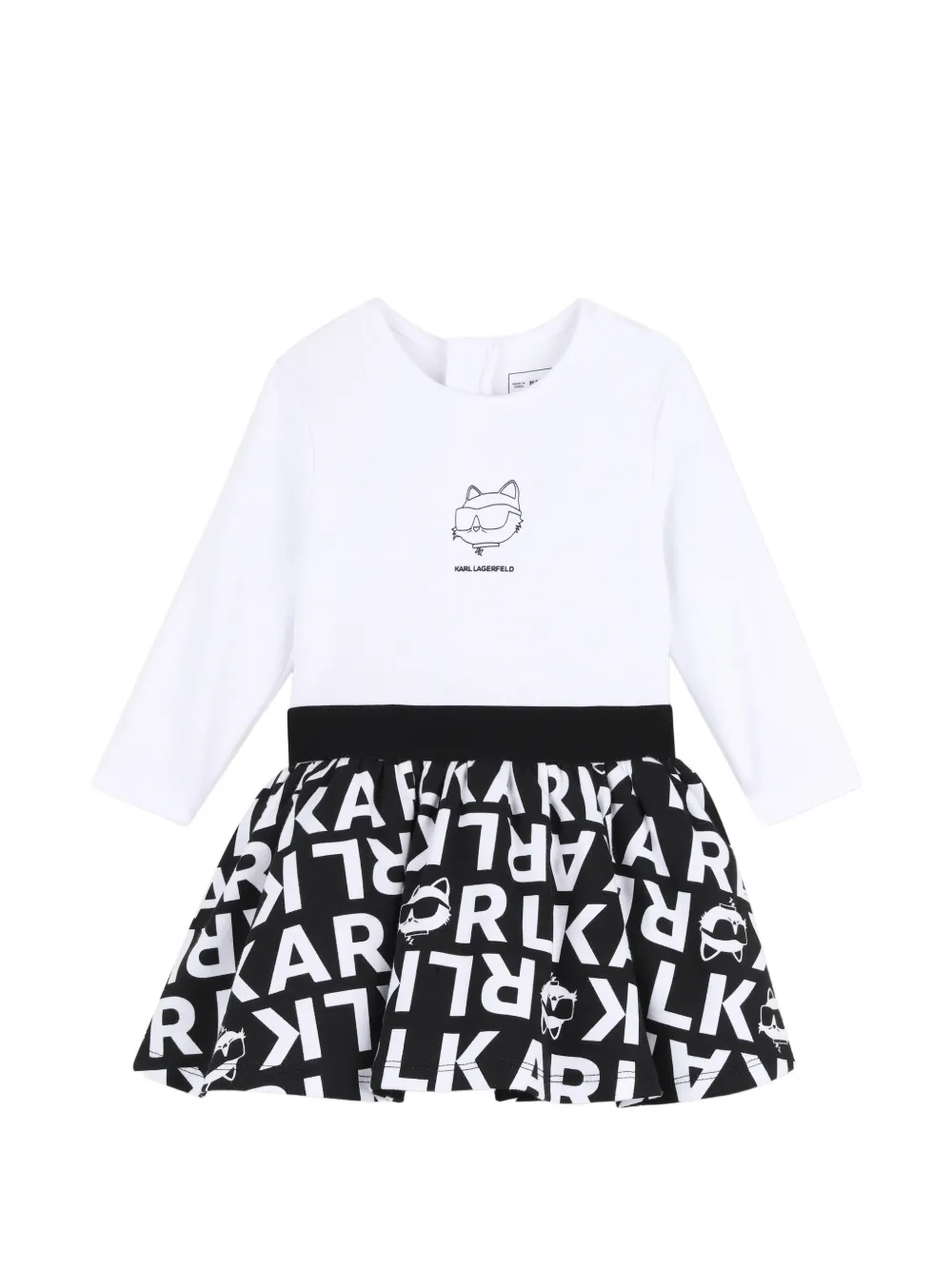 Karl Lagerfeld Kids Abito a maniche lunghe con stampa - Bianco