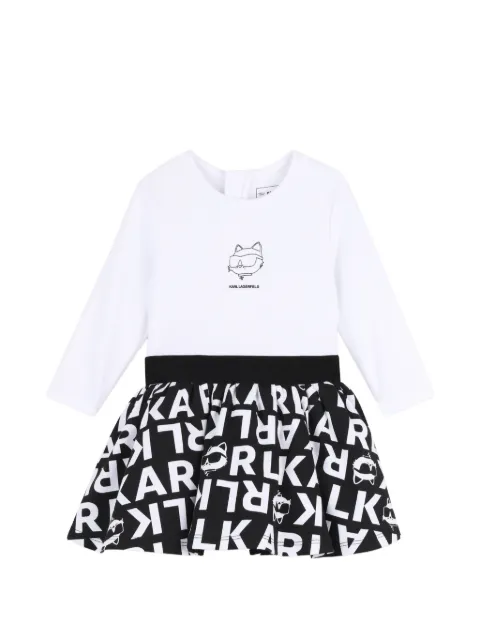 Karl Lagerfeld Kids logo-print long-sleeved cotton dress