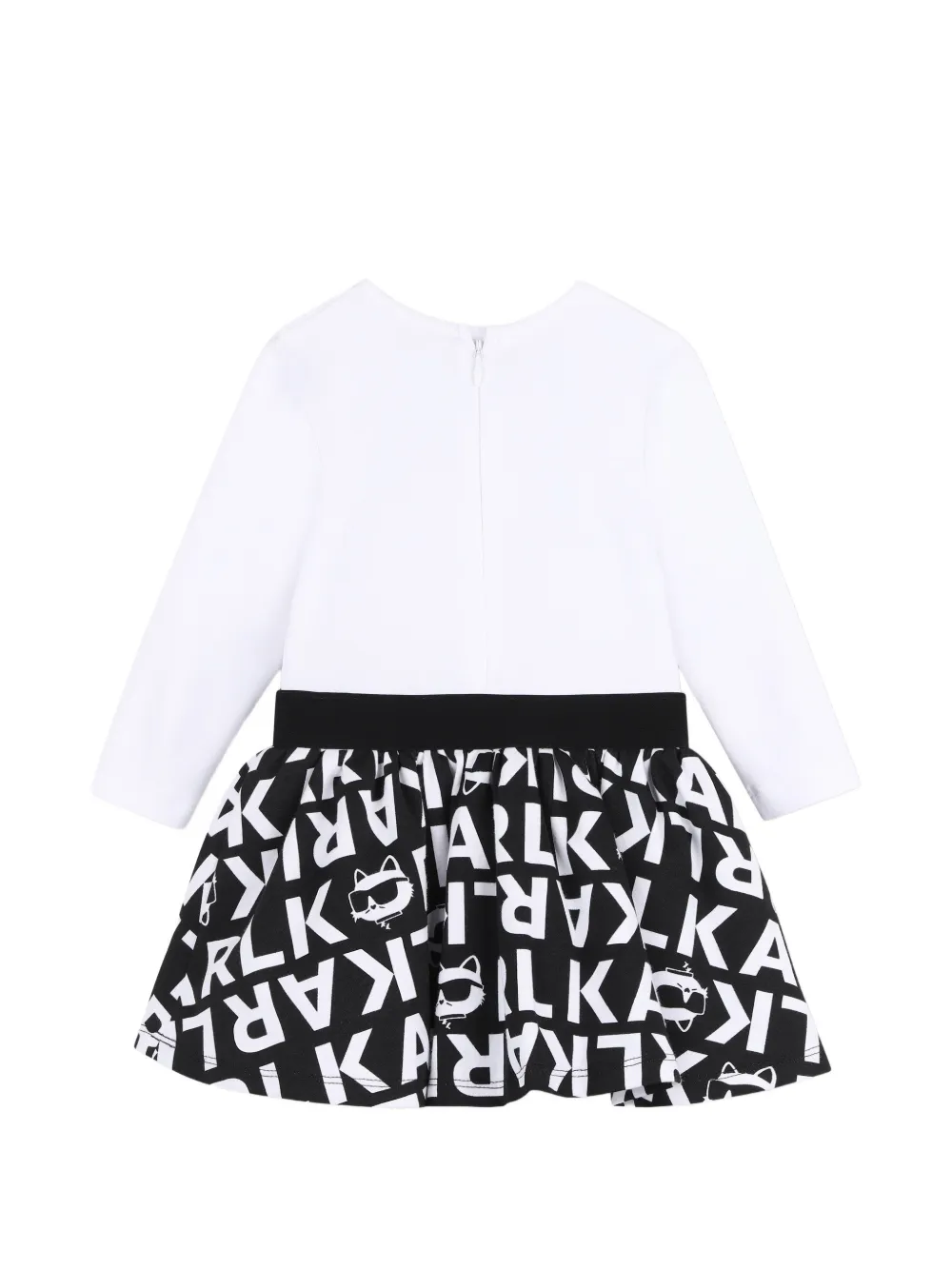 Karl Lagerfeld Kids Katoenen jurk met lange mouwen en logo-print Wit