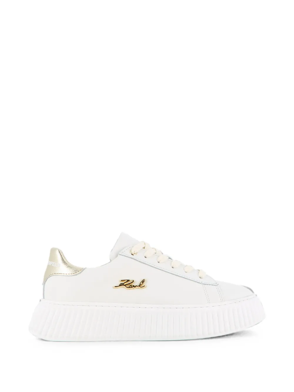 Karl Lagerfeld Kids Leren sneakers met logo-plakkaat Wit