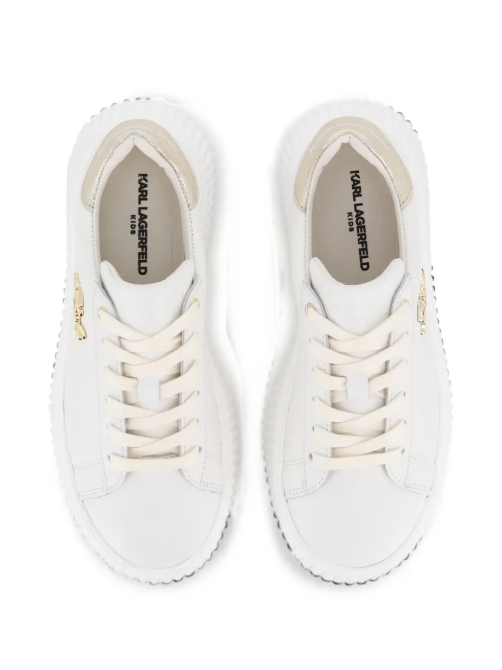 Karl Lagerfeld Kids Leren sneakers met logo-plakkaat Wit