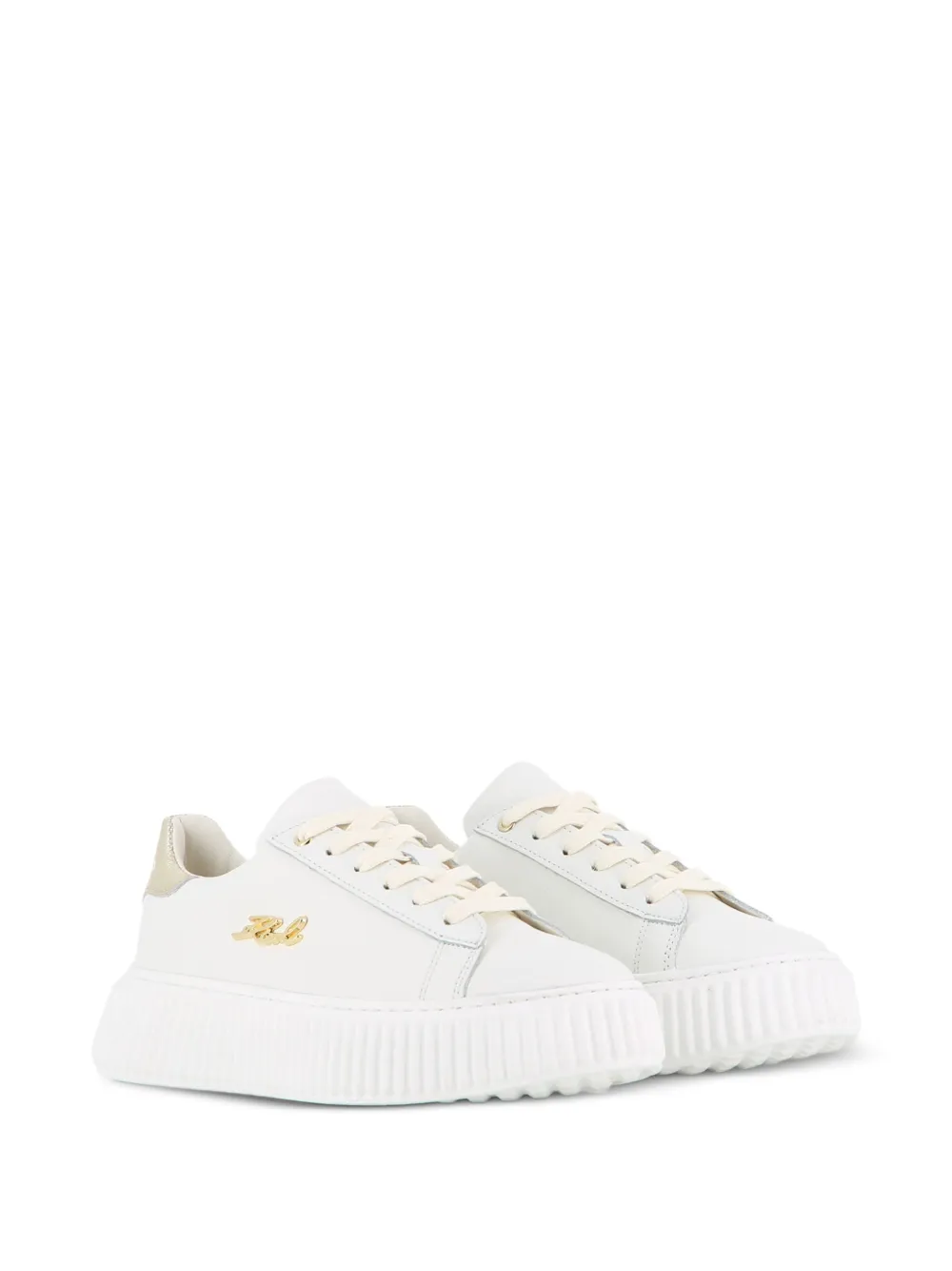 Karl Lagerfeld Kids Leren sneakers met logo-plakkaat Wit