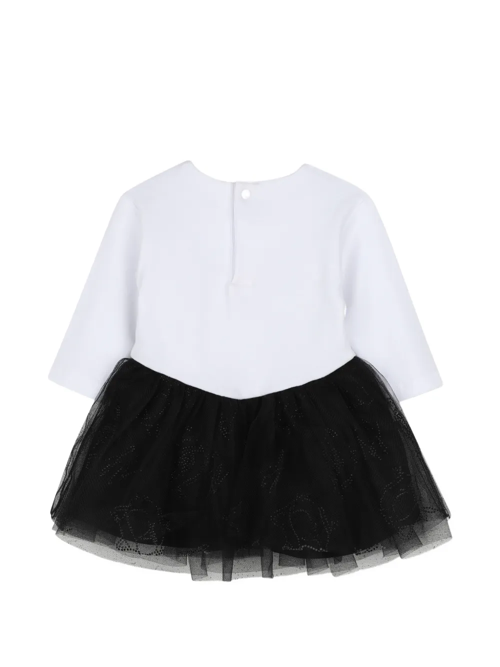 Karl Lagerfeld Kids Ceremony katoenen jurk met tulen rok lange mouwen en logo-print Wit