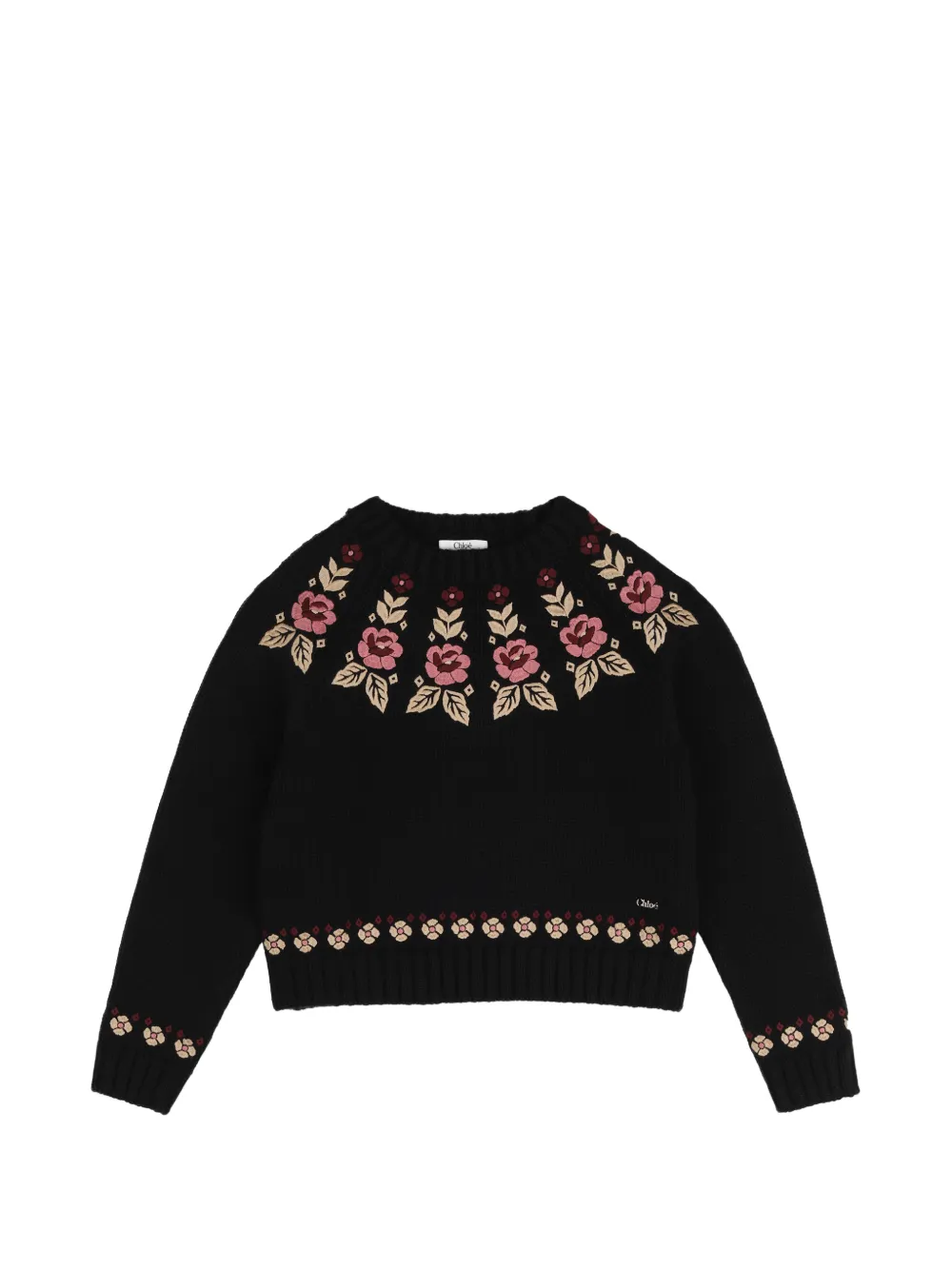 Chloé Kids Pullover mit Blumenstickerei - Schwarz