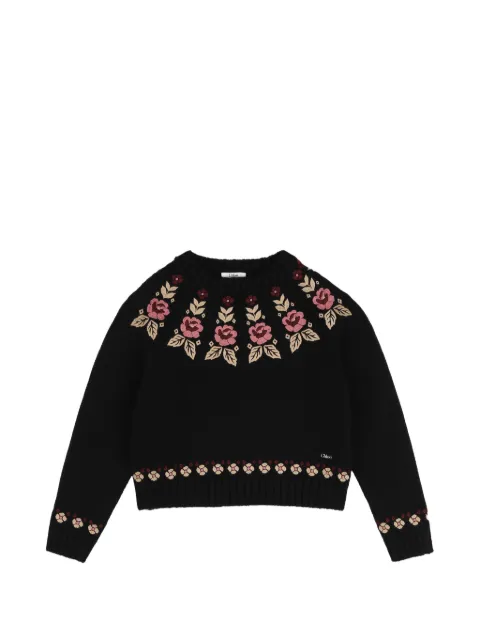Chloé Kids свитер с цветочной вышивкой