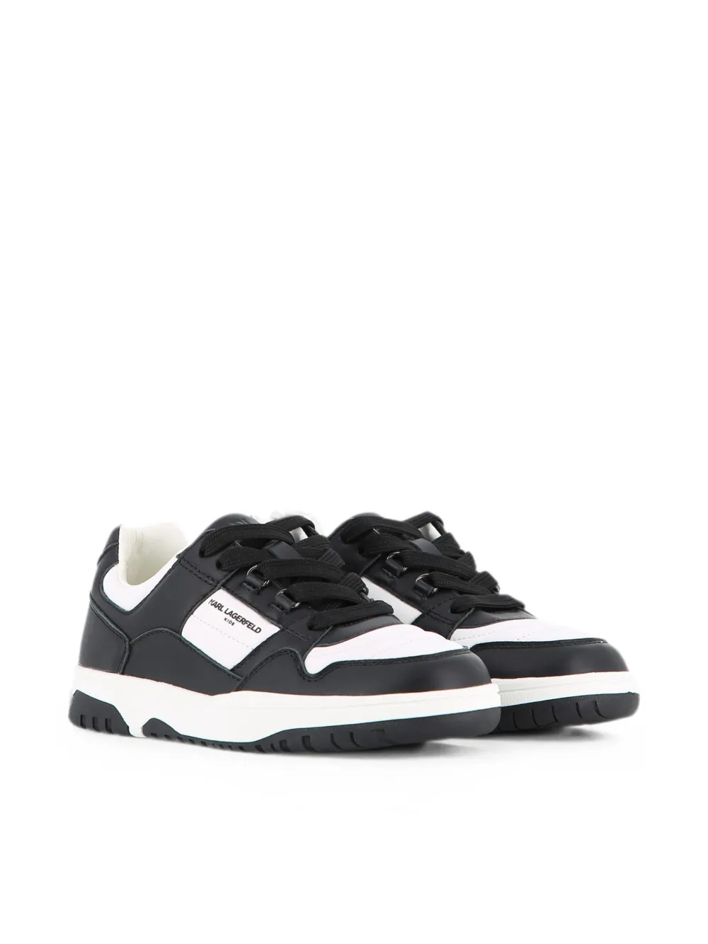 Karl Lagerfeld Kids Leren sneakers met logo-print en vlakken Zwart