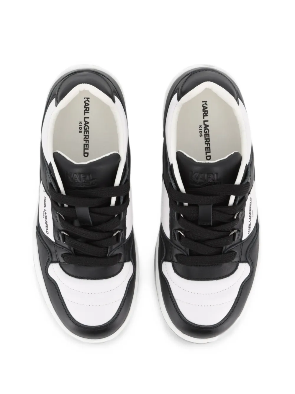 Karl Lagerfeld Kids Leren sneakers met logo-print en vlakken Zwart