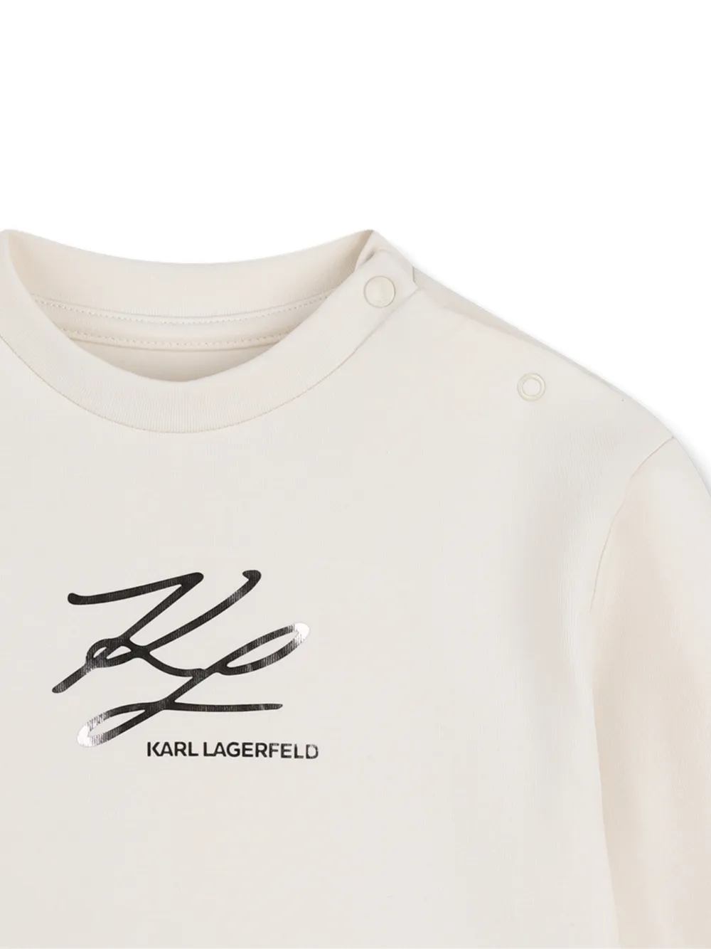 Karl Lagerfeld Kids Jurk met lange mouwen plooien en logo-print Beige