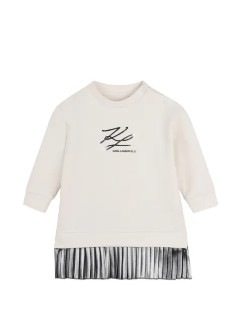 Karl Lagerfeld Kids vestido plisado manga larga con logo estampado