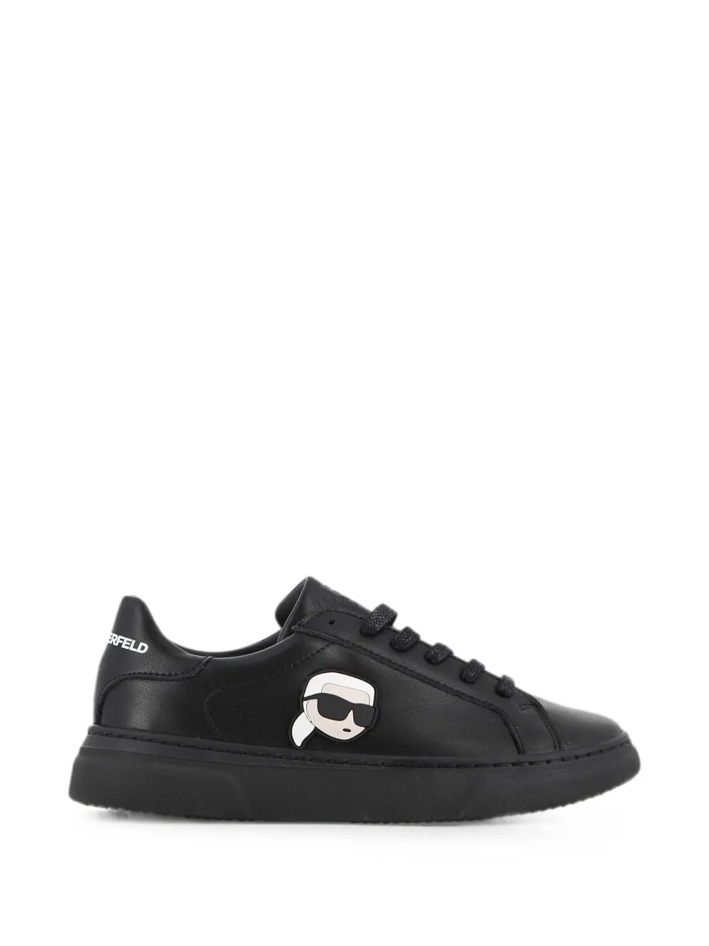 Karl Lagerfeld Kids Leren sneakers met logo-patch Zwart