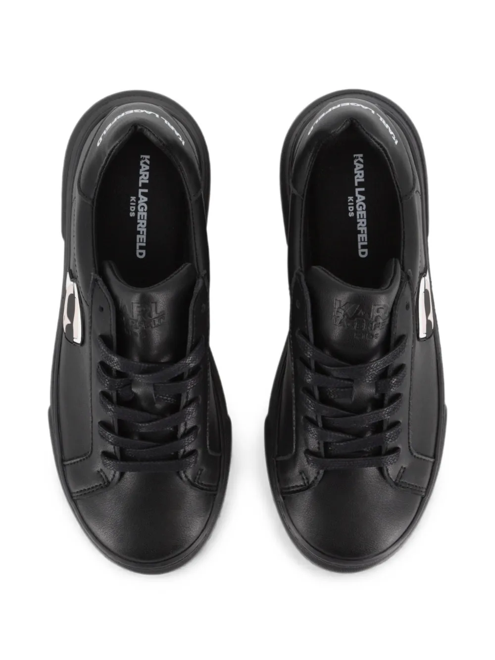 Karl Lagerfeld Kids Leren sneakers met logo-patch Zwart