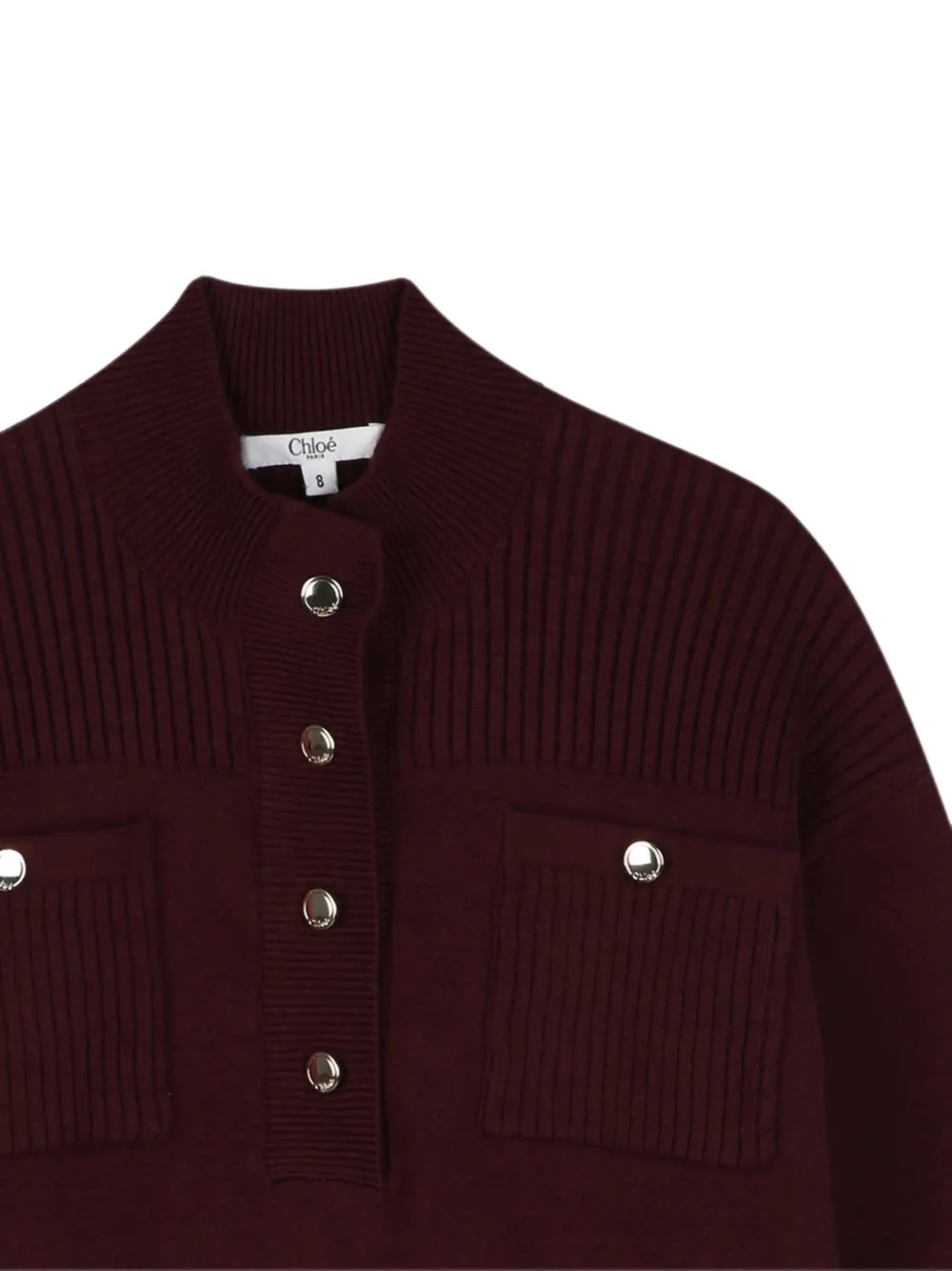 Chloé Kids Ribgebreide katoenen trui met borstzakken Rood