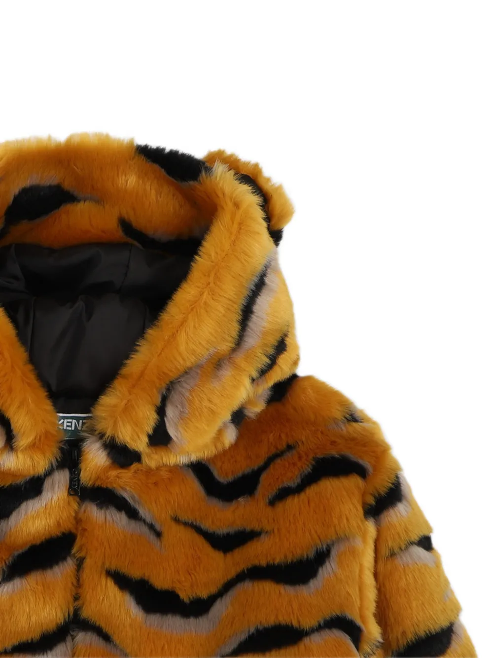 Kenzo Kids Hoodie van imitatiebont met tijgerprint Oranje