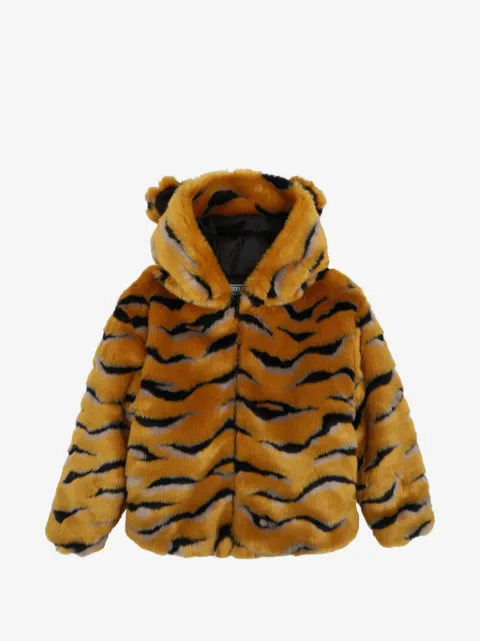 Kenzo Kids tiger-print faux-fur hoodie