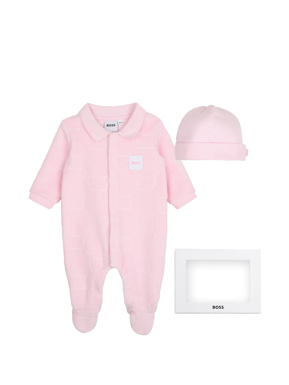 BOSS Kidswear Strampler-Set mit Logo-Patch - Rosa
