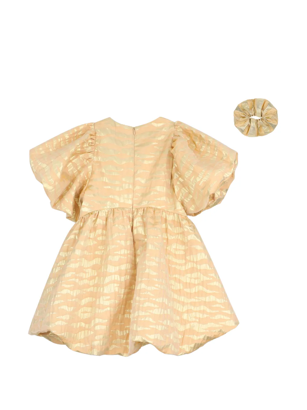 Kenzo Kids Jurk met pofmouwen en tijger-jacquard Beige