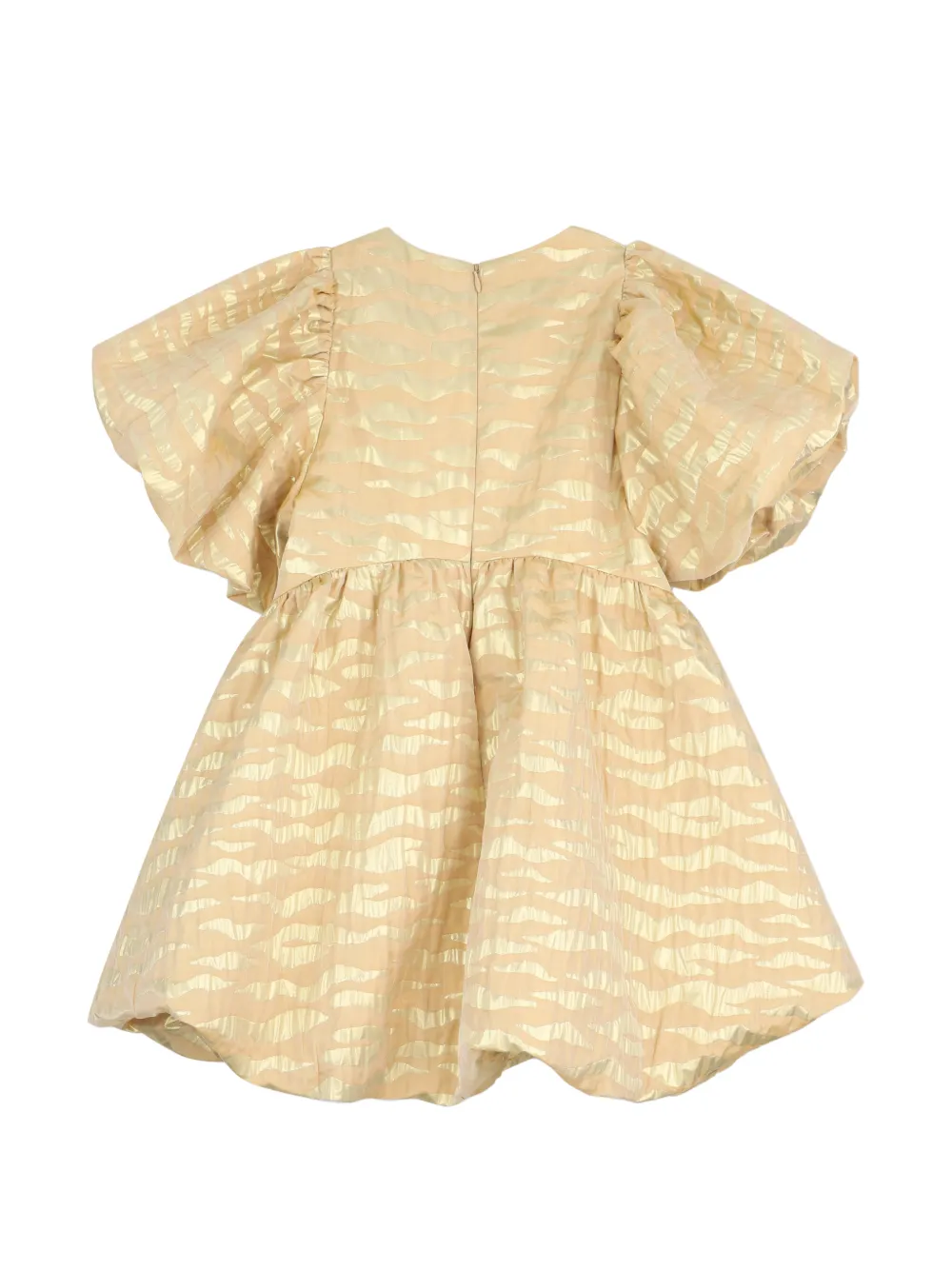 Kenzo Kids Jurk met pofmouwen en tijger-jacquard Beige