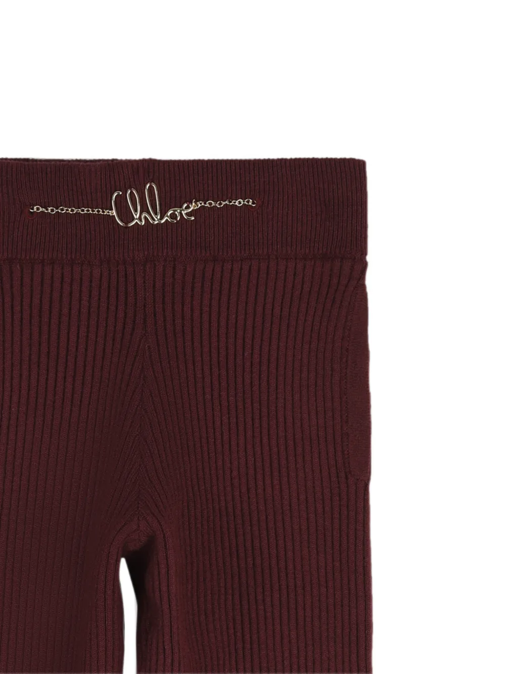 Chloé Kids Ribgebreide katoenen broek met ketting-detail Rood