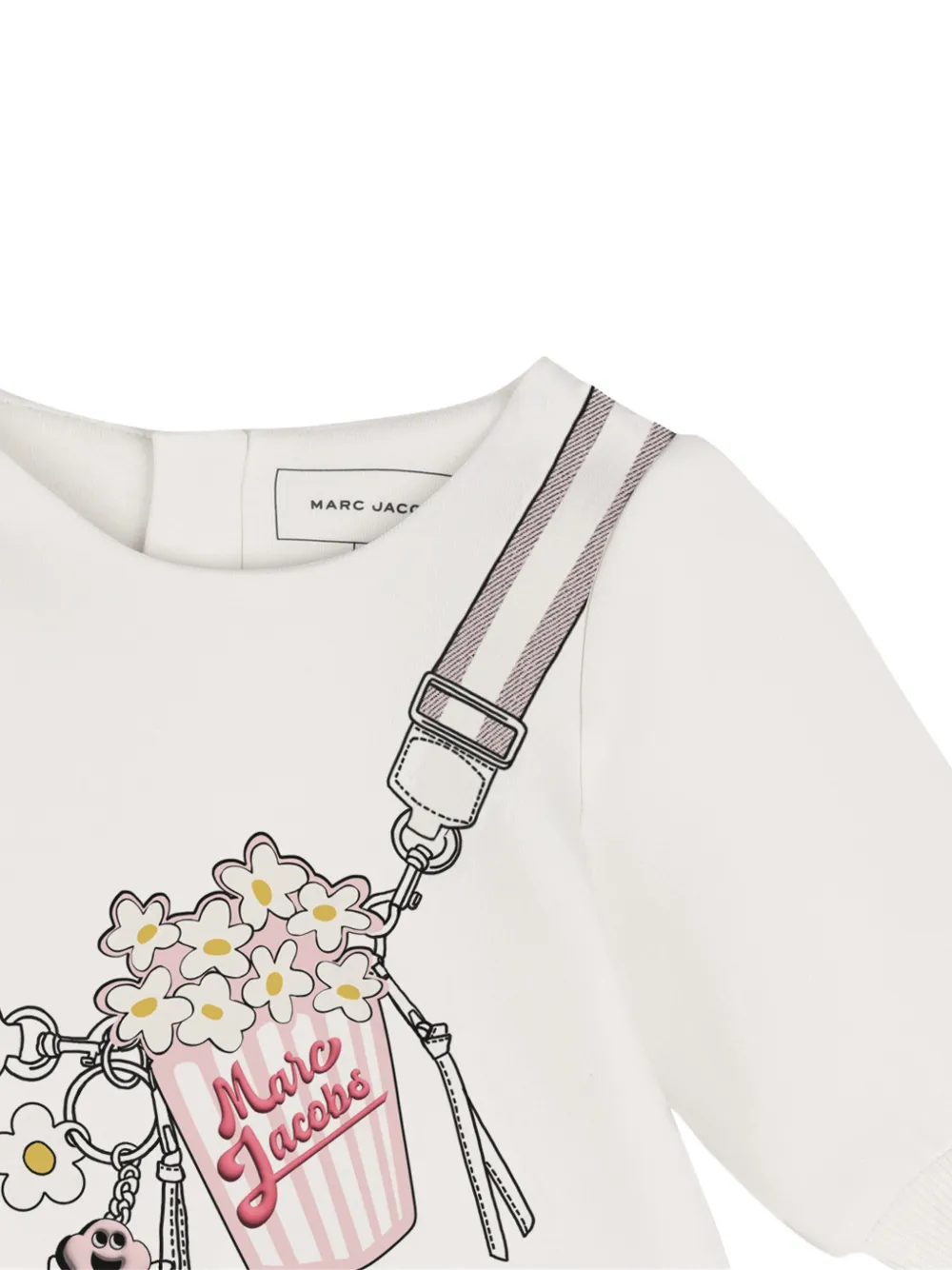 Marc Jacobs Kids Katoenen jurk met lange mouwen en grafische print Wit