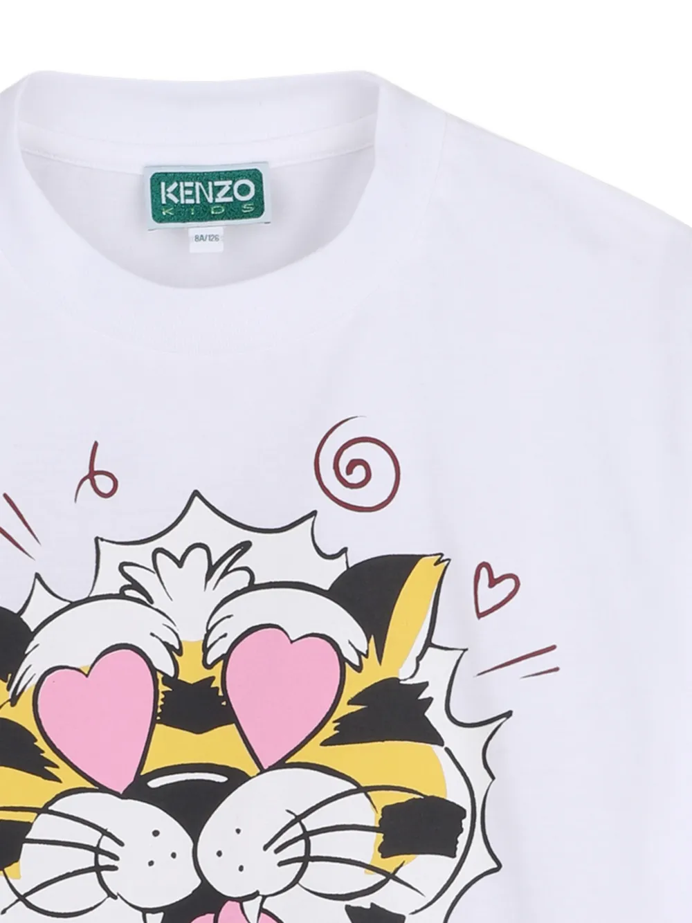 Kenzo Kids T-shirt met grafische tijger-print Wit