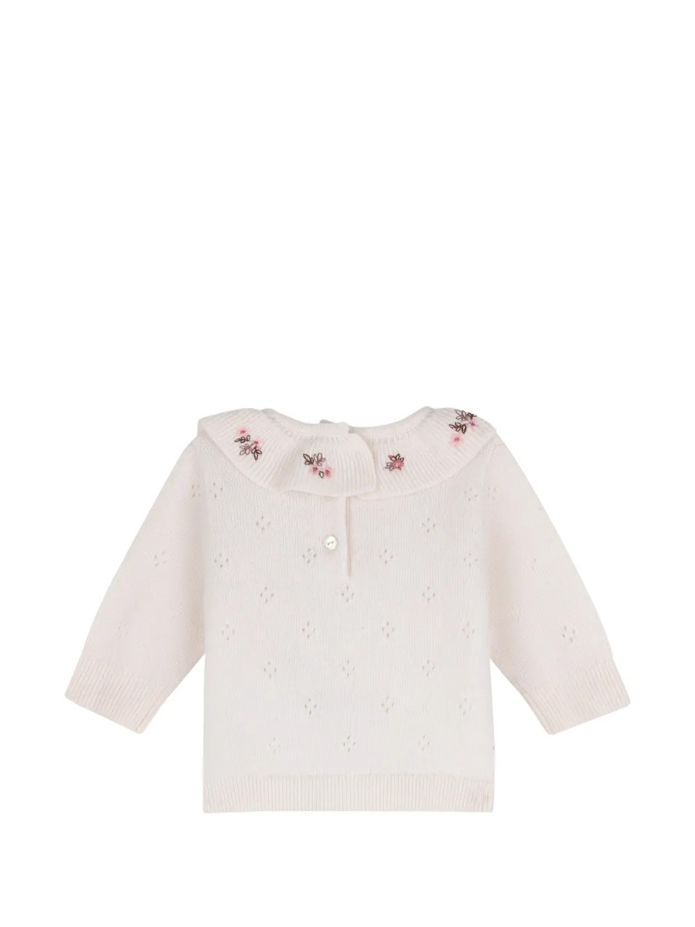 Chloé Kids Pointelle gebreid broekset met geborduurde bloemen Beige