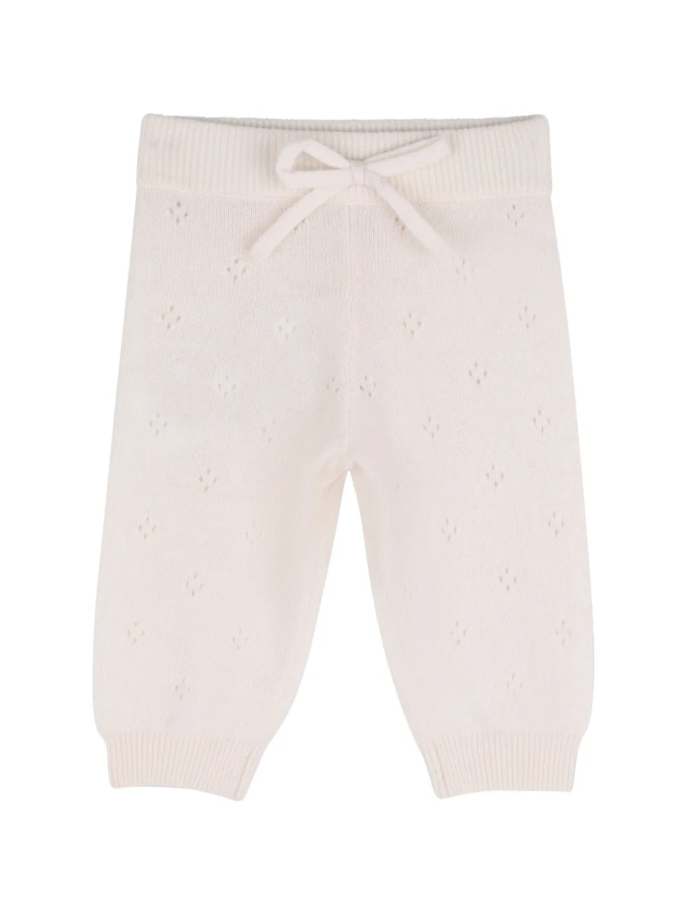 Chloé Kids Pointelle gebreid broekset met geborduurde bloemen Beige