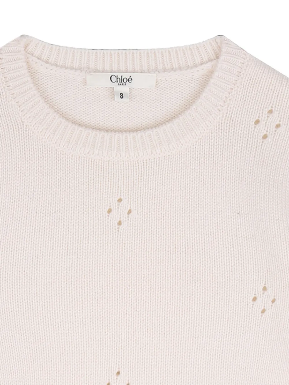 Chloé Kids Gebreide wollen trui met geborduurd logo Beige