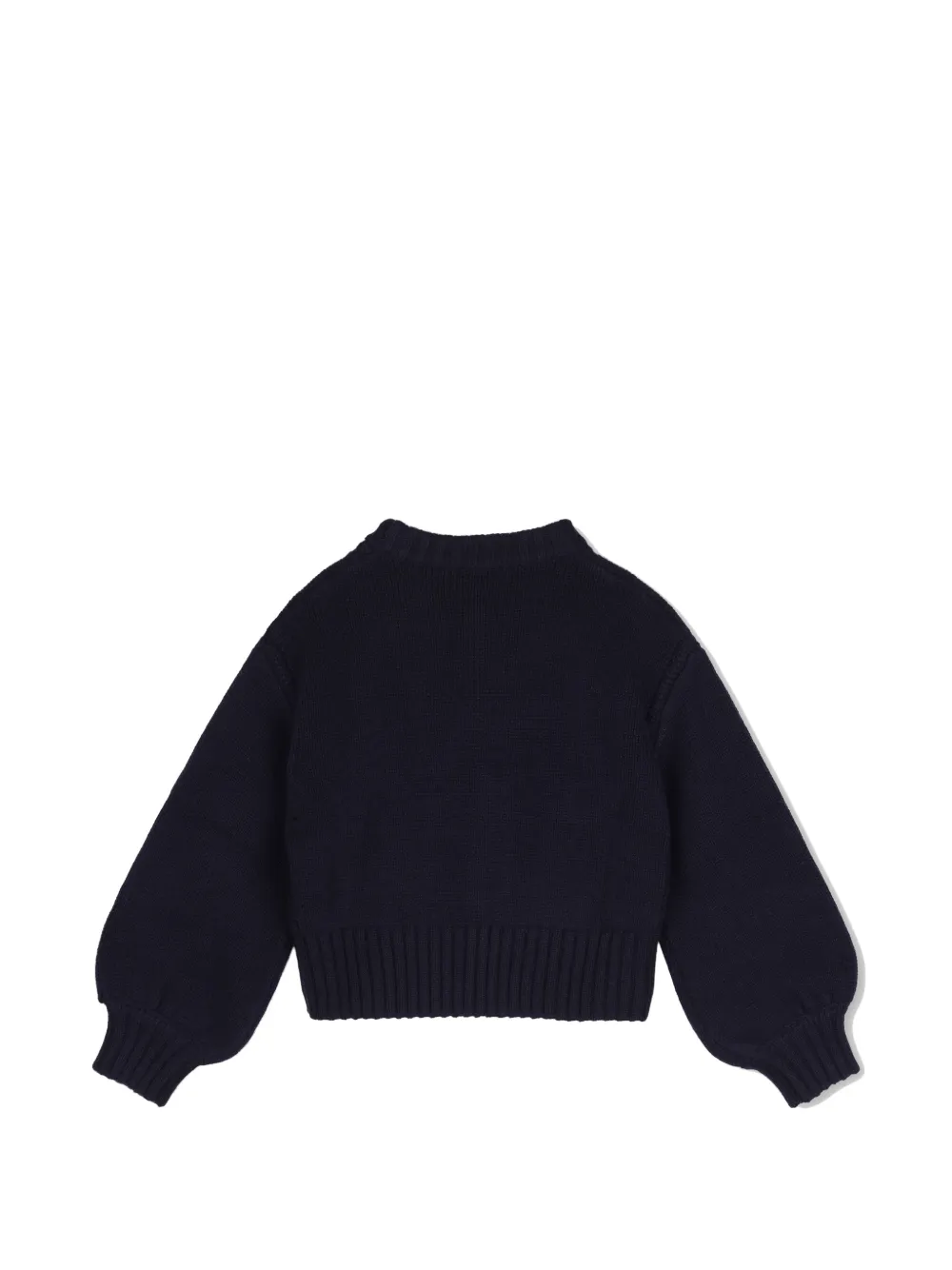 Chloé Kids Wollen trui met geborduurd logo en geribbelde afwerking Blauw