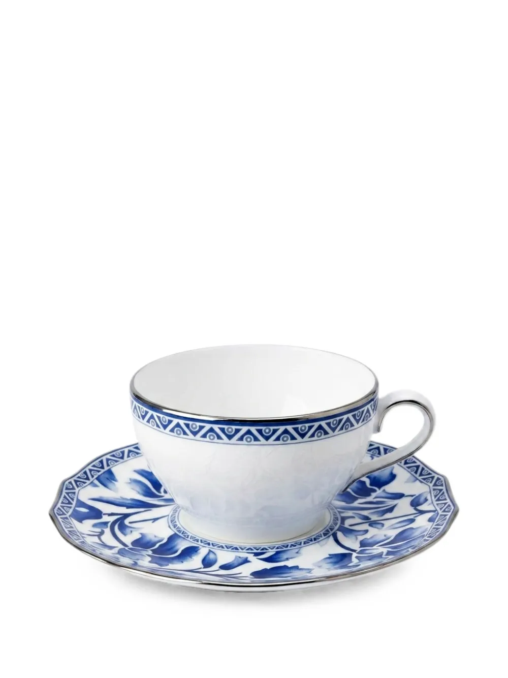 GINORI 1735 Duchessa floral-print teacup and saucer set - Weiß