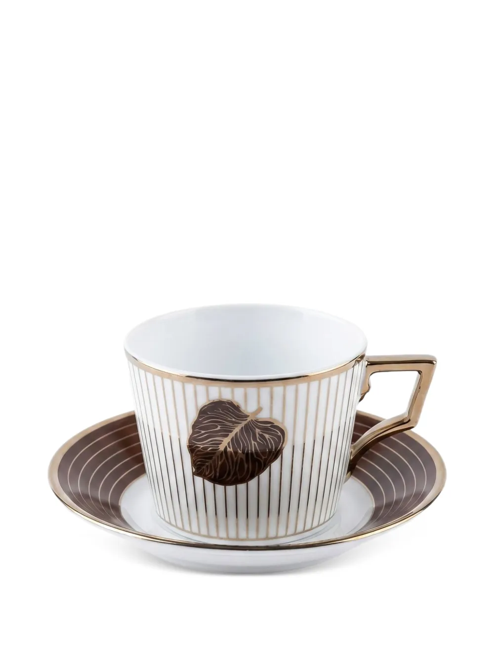 GINORI 1735 Luna leaf-motif tea cup and saucer - Bianco