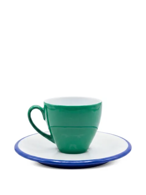 GINORI 1735 juego de dos tazas de café con ribete en contraste