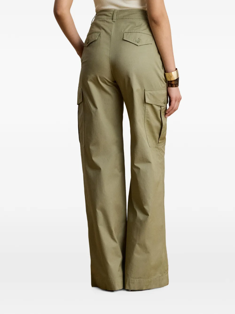 Lauren Ralph Lauren Geplooide cargo broek met wijde pijpen Groen