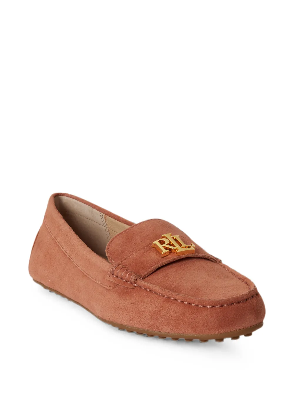 Lauren Ralph Lauren Barnsbury logo-plaque suede loafers Oranje