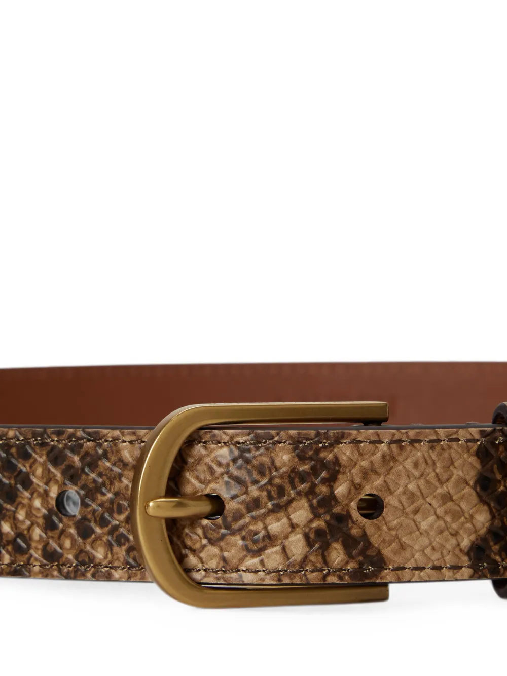 Lauren Ralph Lauren Leren riem met python-reliëf Bruin