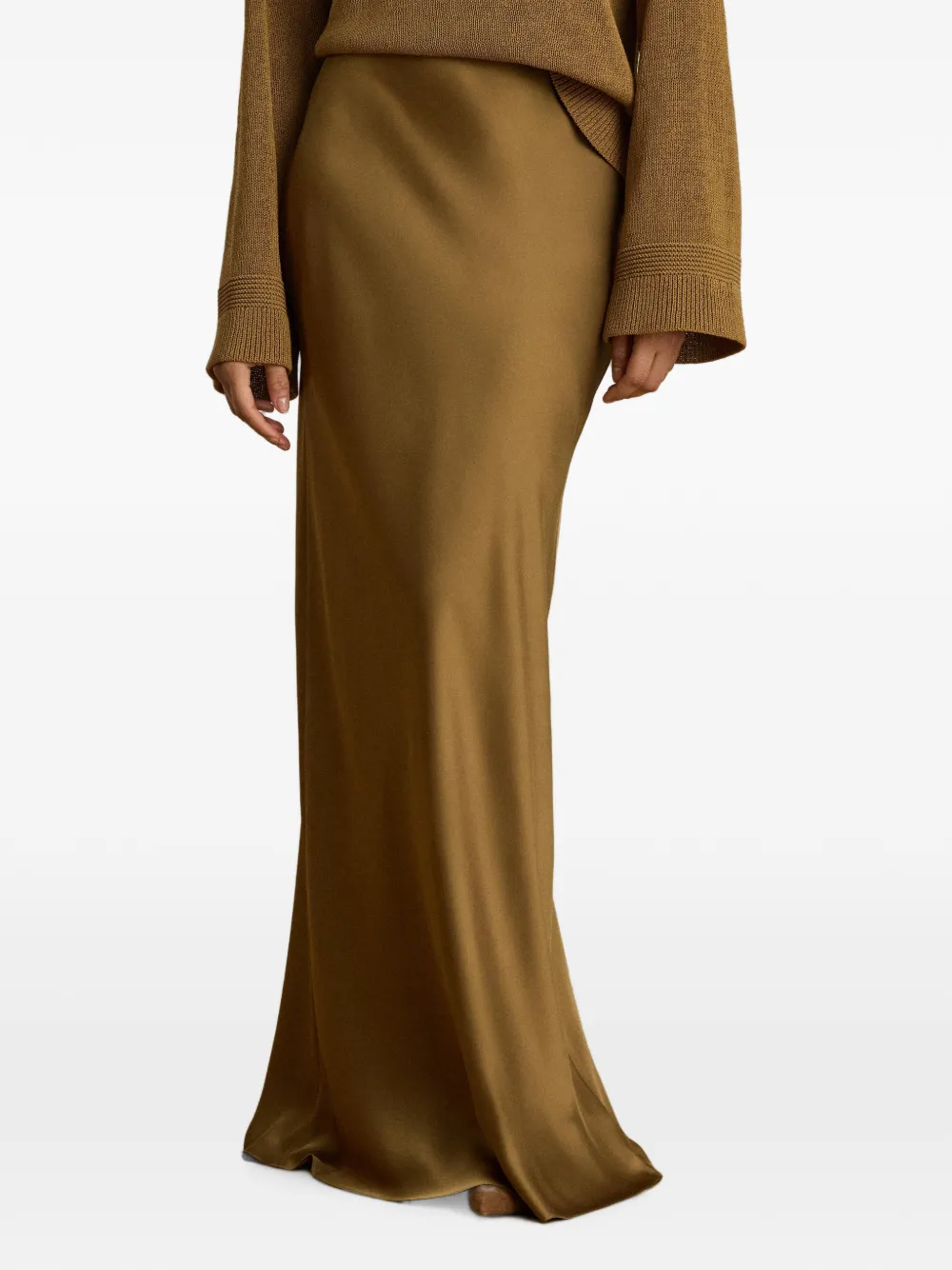 Lauren Ralph Lauren Charmeuse satijnen maxi-rok Bruin