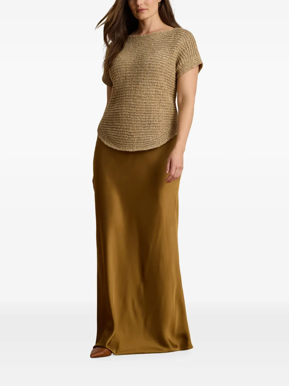 Lauren Ralph Lauren Charmeuse satijnen maxi-rok Bruin