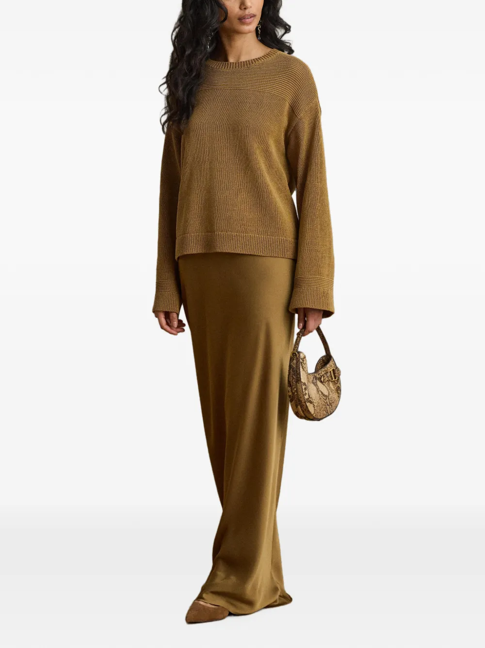 Lauren Ralph Lauren Charmeuse satijnen maxi-rok Bruin