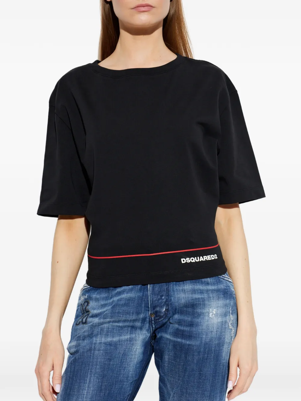 DSQUARED2 T-shirt met logoprint Zwart