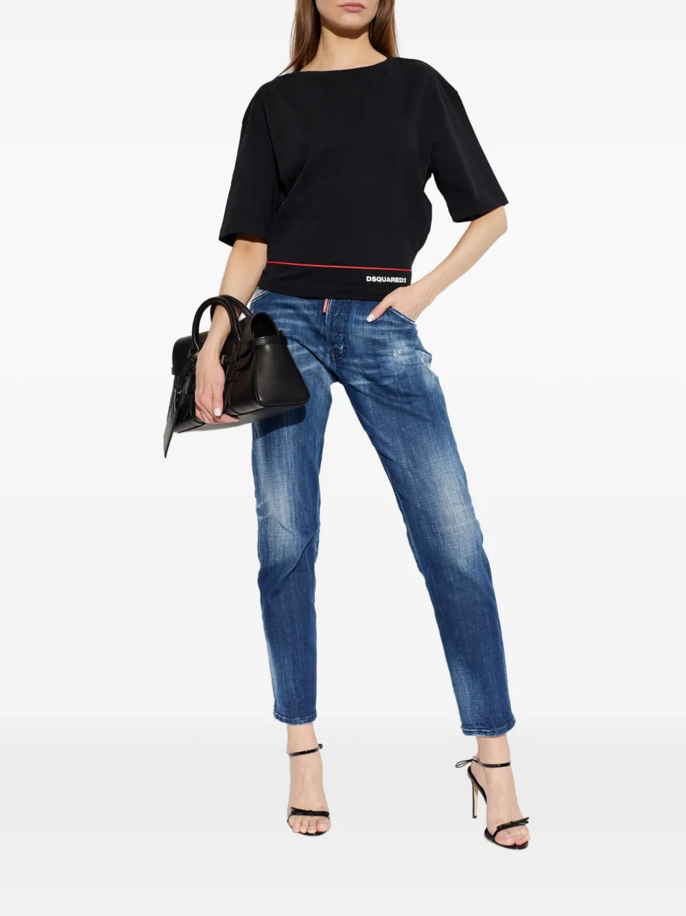 DSQUARED2 T-shirt met logoprint Zwart