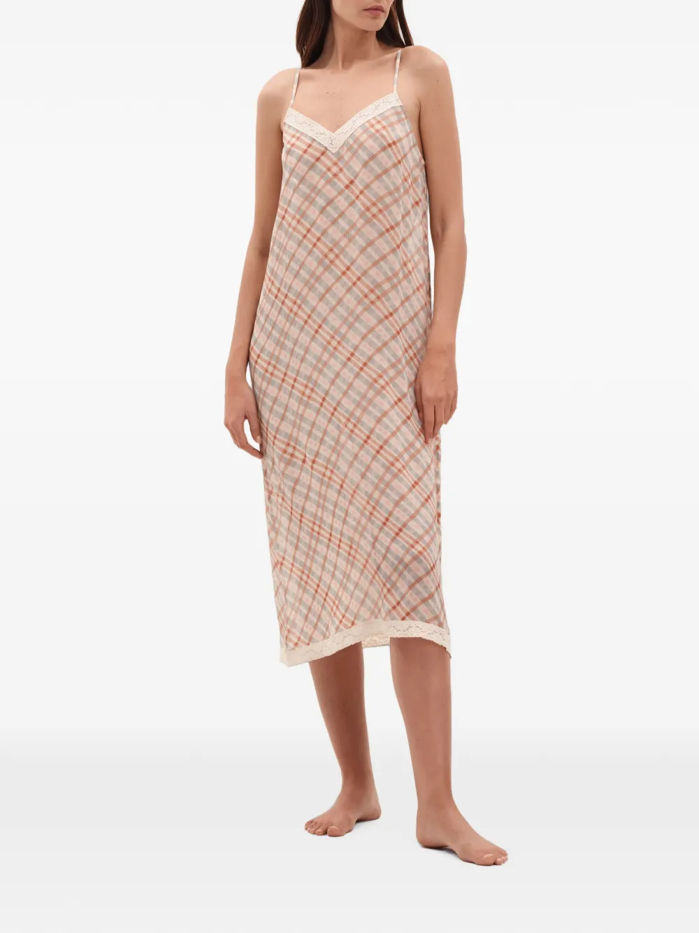 ERES Tartan maxi-jurk Beige