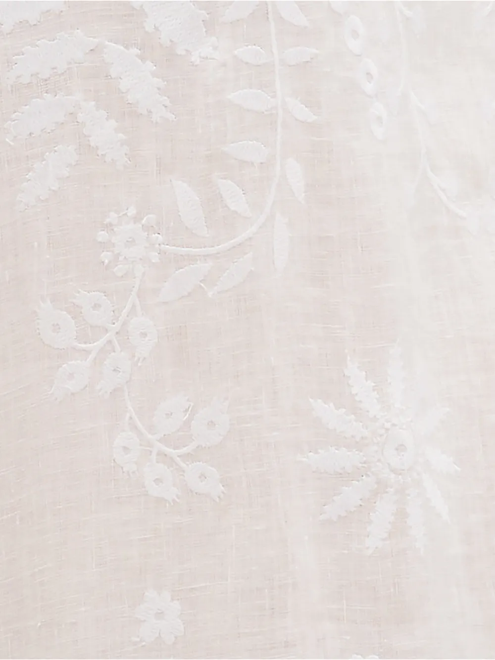 ERES Aigue-marine Embroidered Linen Mini Dress in White, view 5