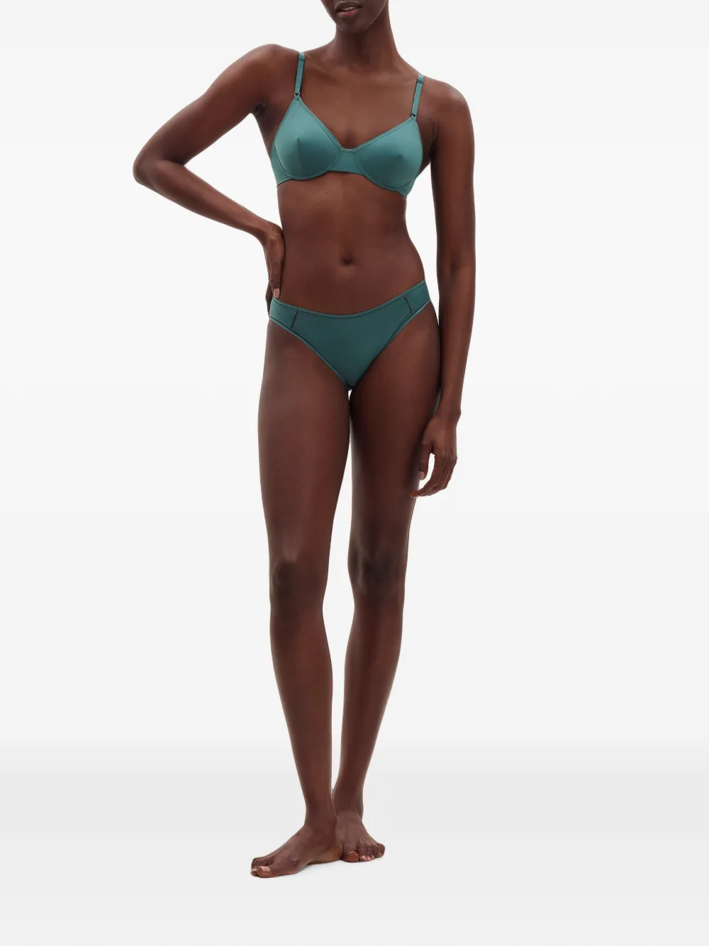 ERES Enora Soyeuse slip met contrasterende stiksels Groen