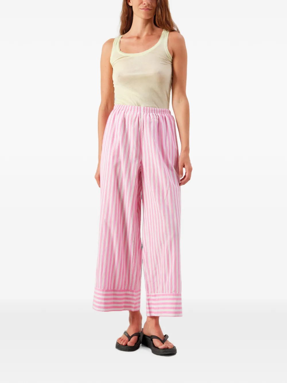 American Vintage Vextown gestreepte straight broek Roze
