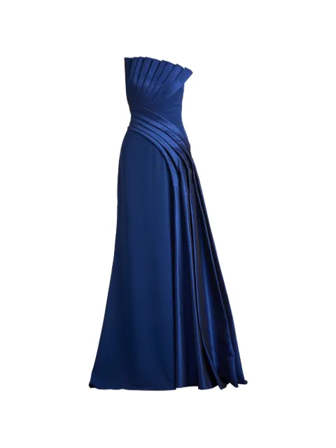 Tadashi Shoji pleated strapless maxi dress