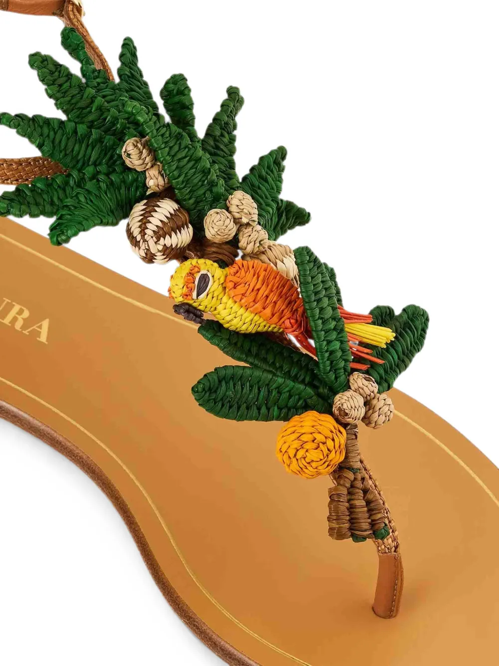 Aquazzura Birdsong embellished woven sandals Groen
