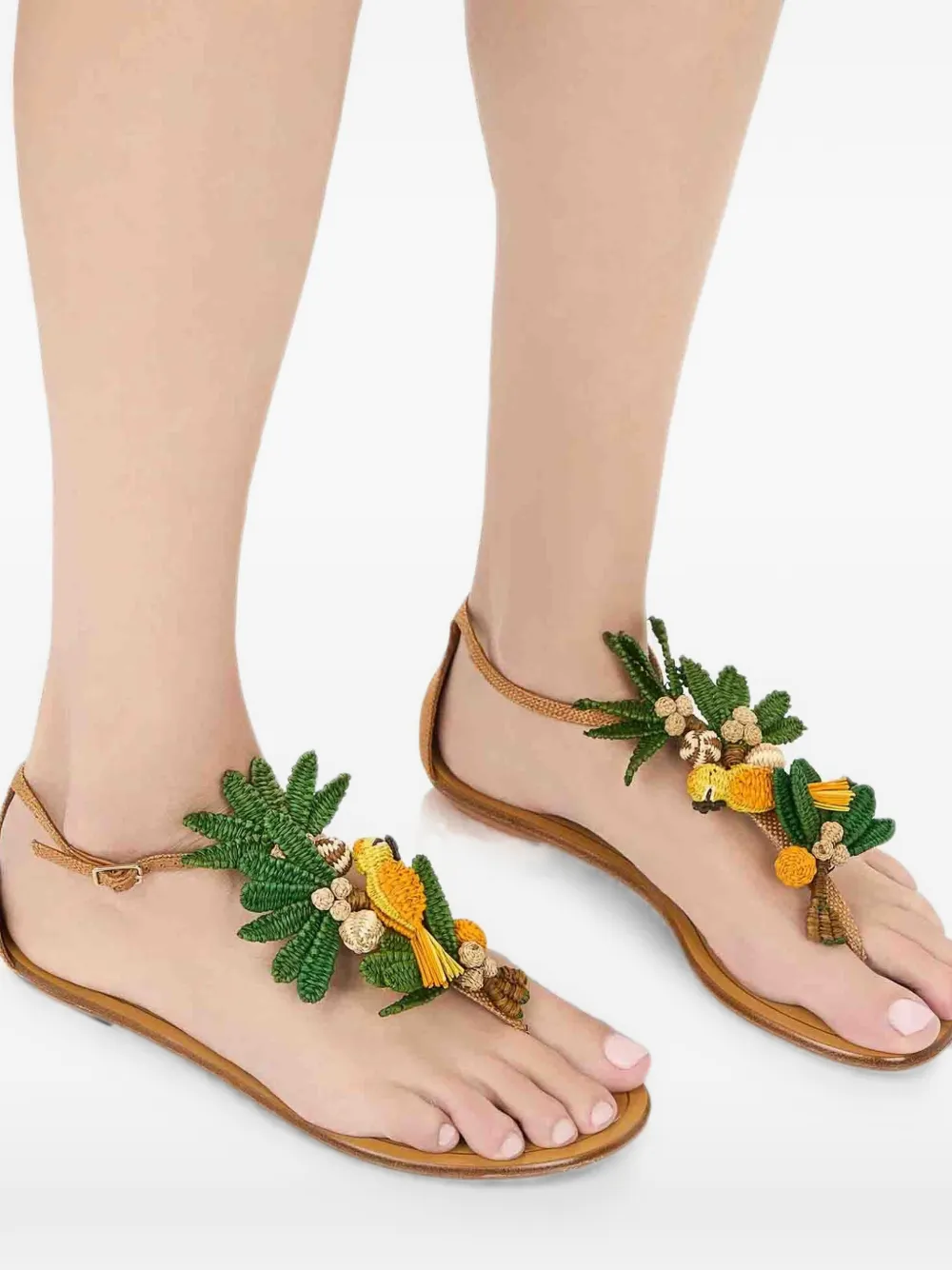 Aquazzura Birdsong embellished woven sandals Groen