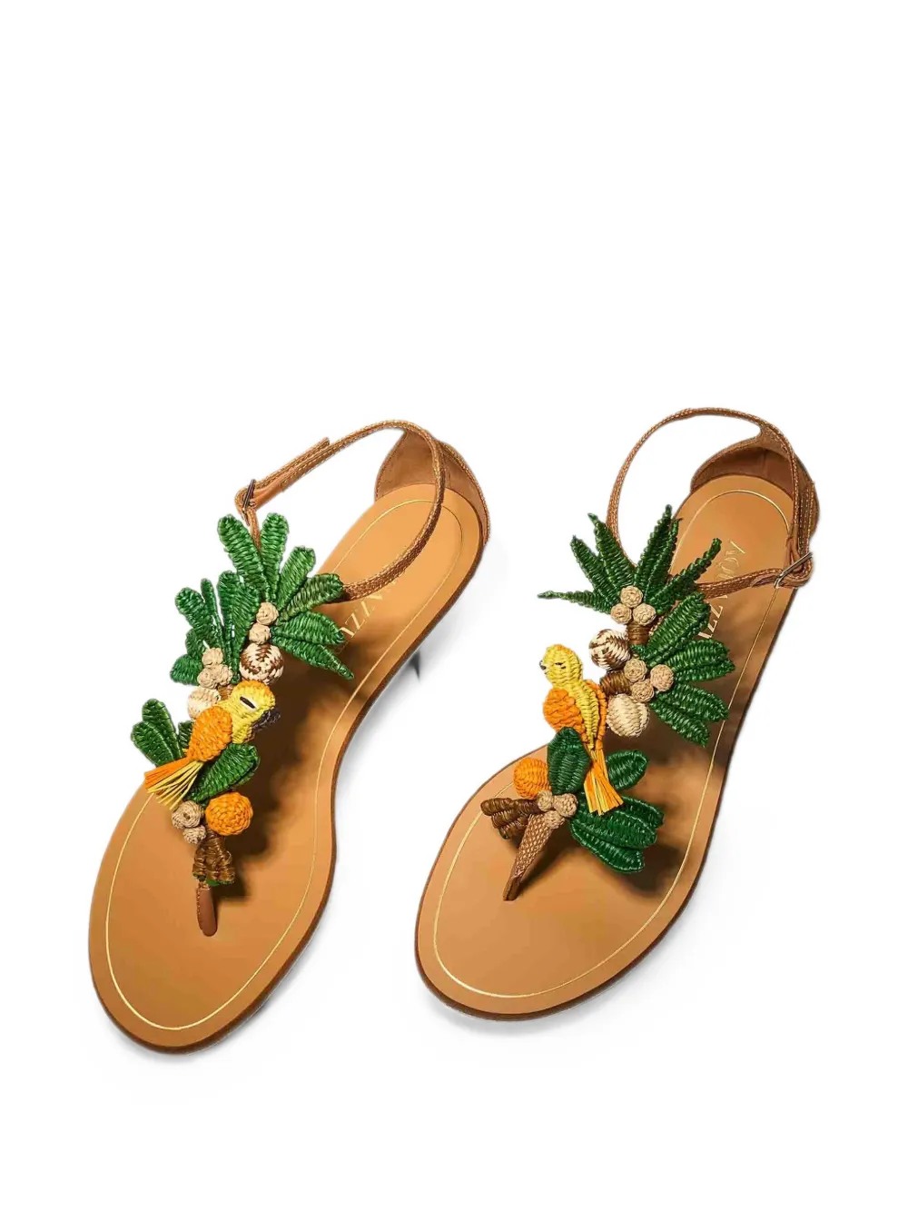 Aquazzura Birdsong embellished woven sandals Groen
